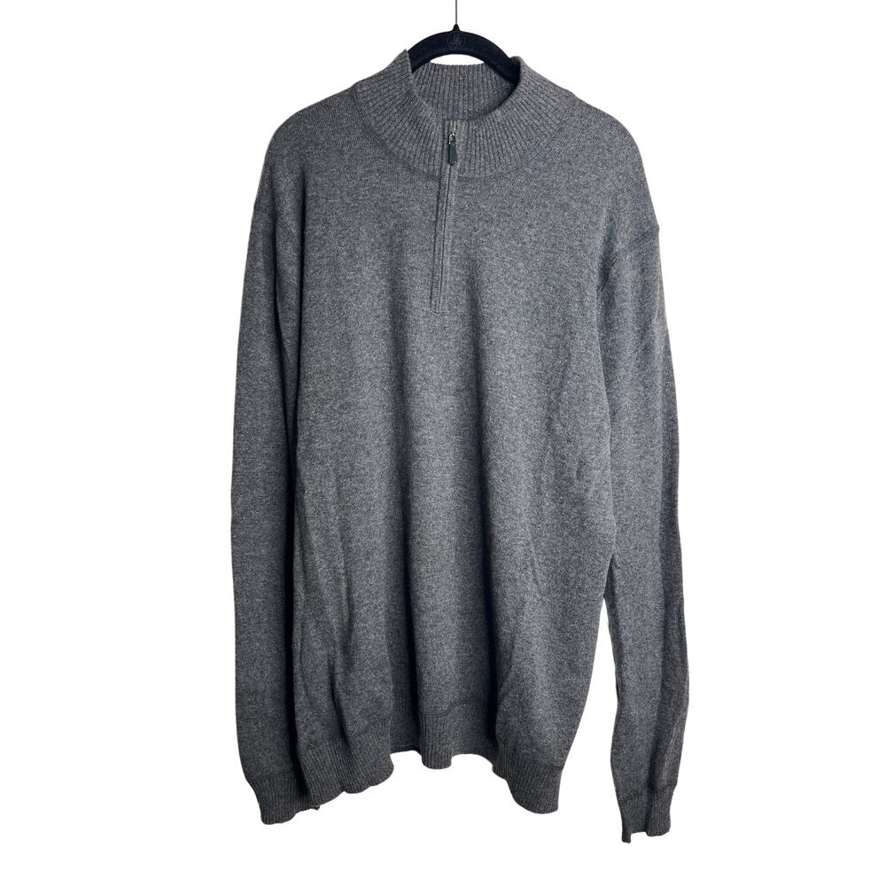 1-16 FORTE CASHMERE Men's Sweater Zip Henley Charcoal-Gray Size XXL